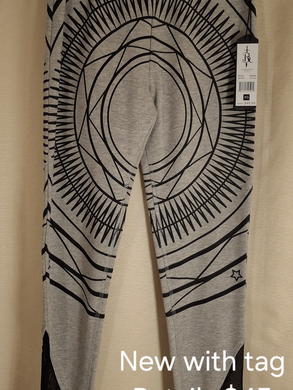 La Belle Grey Leggings with Black Graphic Spiral